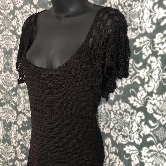 Tahari Arthur Levine Chocolate Brown Knit Top - Picture 6 of 11